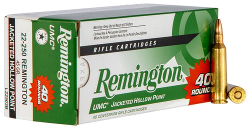 Remington Ammunition 23769 UMC Value Pack 22-250 Rem 45 gr Jacket Hollow Point 40 Per Box/ 10 Cs