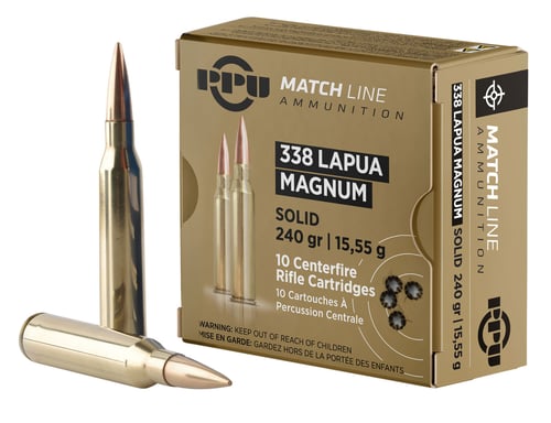 PPU PPM338 Rifle Ammo 338 Lapua Magnum Match Solid 240gr