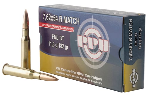 PPU PPM7 Match  7.62x54mmR 182 gr Full Metal Jacket 20 Per Box/ 10 Case