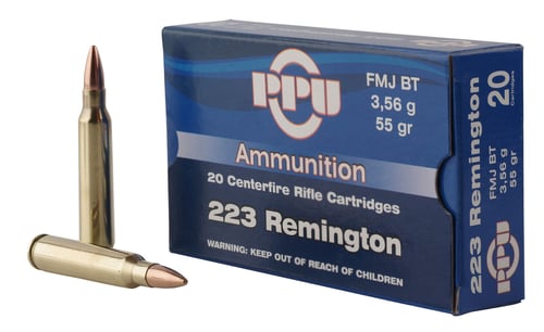 PPU PP223F1 Standard Rifle  223 Rem 55 gr Full Metal Jacket Boat Tail 20 Per Box/ 50 Case