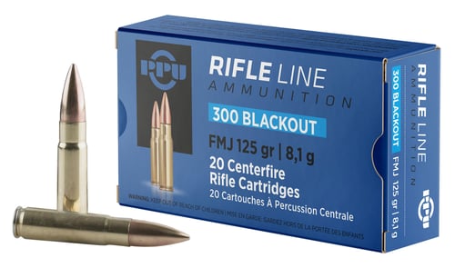 PPU PP300BF Standard Rifle  300 Blackout 125 gr Full Metal Jacket 20 Per Box/ 50 Case