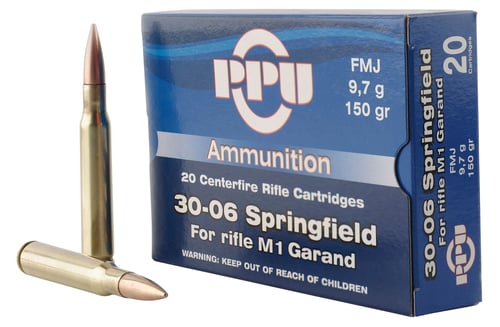 PPU PP3006G Standard Rifle  30-06 Springfield 150 gr Full Metal Jacket 20 Per Box/ 10 Case