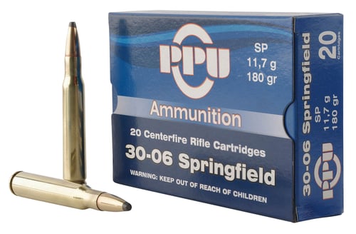 PPU PP30063 Standard Rifle  30-06 Springfield 180 gr Soft Point 20 Per Box/ 10 Case