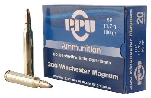 PPU PP3003 Standard Rifle  300 Win Mag 180 gr Soft Point 20 Per Box/ 10 Case