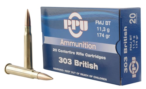 PPU Rifle Ammunition .303 British 174 gr FMJ 2400 fps 20/ct