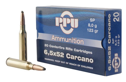 PPU PP6CS Rifle Ammo 6.5x52 Carcano SP 123 gr.