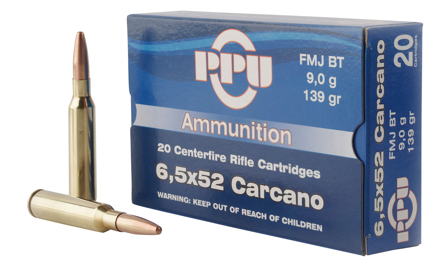 PPU PP6CF Metric Rifle  6.5x52mm Carcano 139 gr Full Metal Jacket Boat Tail 20 Per Box/ 10 Case