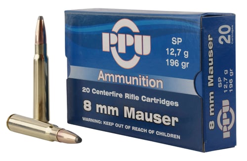 PPU PP8S Rifle Ammo 8mm Mauser SP 196gr