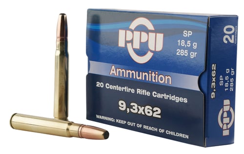 PPU PP9362 Metric Rifle  9.3mmx62 Mauser 285 gr Soft Point 20 Per Box/ 10 Case