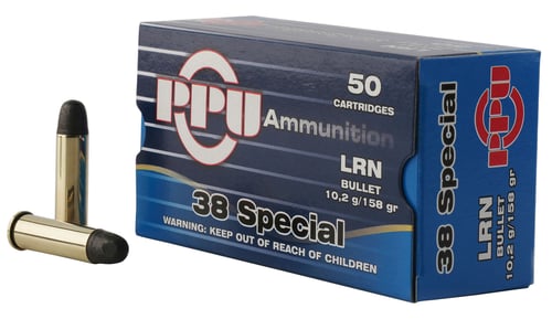 PPU Handgun Ammunition .38 Spl 158 gr LRN 902 fps 50/ct