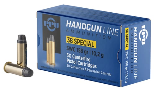 PPU PPH38SS Pistol Ammo 38 Special SWC 158gr