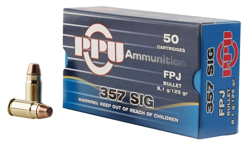 PPU PPH357S Handgun  357 Sig 125 gr Flat Point Jacketed 50 Per Box/ 20 Case