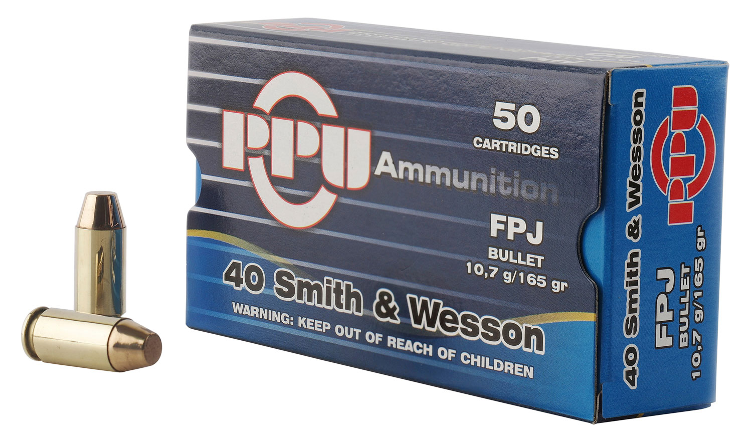 PPU PPH40F Handgun  40 S&W 165 gr Flat Point Jacketed 50 Per Box/ 10 Case