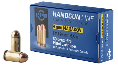 PPU PPH9MF Handgun  9x18 Makarov 93 gr Full Metal Jacket 50 Per Box/ 20 Case