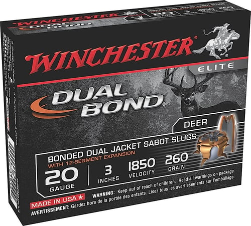 Winchester SSDB203 Elite Dual Bond Sabot Slugs 20 GA, 3 in, 19/32oz, 3