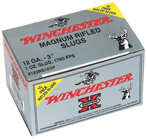 Winchester X123RS15VP Super-X Rifled Slugs 12 GA, 3 in, 1oz, 1760