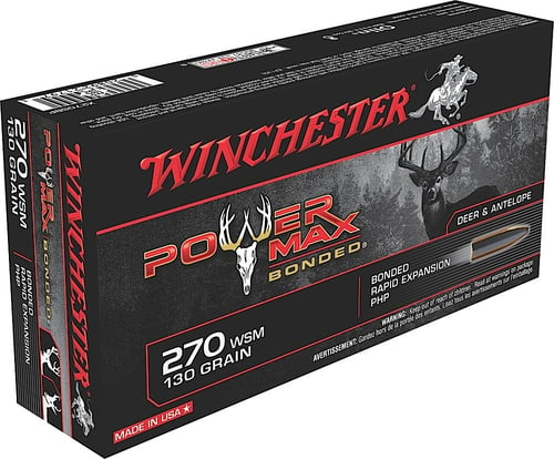 Winchester Ammo X270SBP Power Max Bonded  270 WSM 130 gr 3275 fps Bonded Rapid Expansion PHP 20 Bx/10 Cs