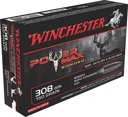 Winchester X3085BP Super-X Rifle Ammo 308 WIN, Power Max Bonded, 150