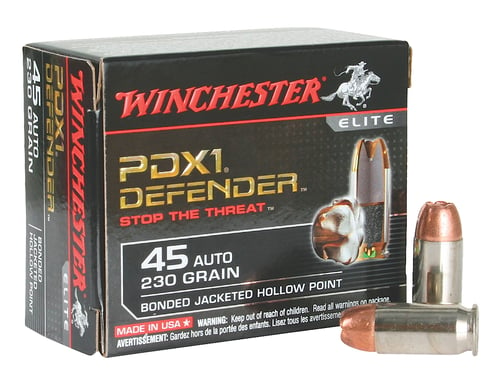 Winchester Ammo S45PDB Defender  45 ACP 230 gr Bonded Jacket Hollow Point 20 Per Box/ 10 Case