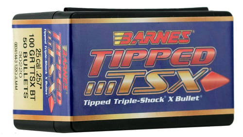 Barnes Bullets 30220 Tipped TSX  25 Cal .257 100 gr TTSX Boat Tail 50 Per Box