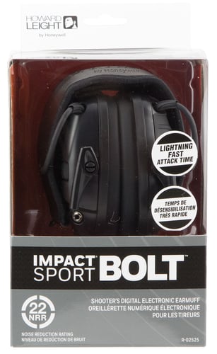 Howard Leight R02525 Impact Sport Bolt Electronic Muff 22 dB Over the Head Black