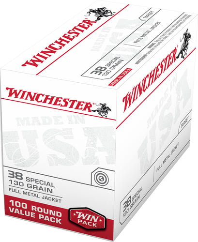 Winchester Ammo USA38SPVP USA Value Pack 38 Special 130 gr Full Metal Jacket 100 Per Box/ 5 Case