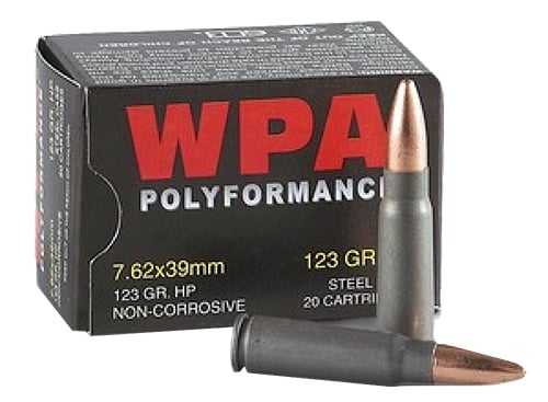 Wolf 762HPTINS PolyFormance  7.62x39mm 122 gr Hollow Point 700 Total Rounds, packaged 35 Boxes of 20 Rounds per Tin