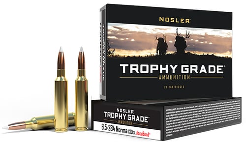 Nosler 60021 Trophy Grade  6.5x284 Norma 130 gr Nosler AccuBond 20 Per Box/ 10 Case