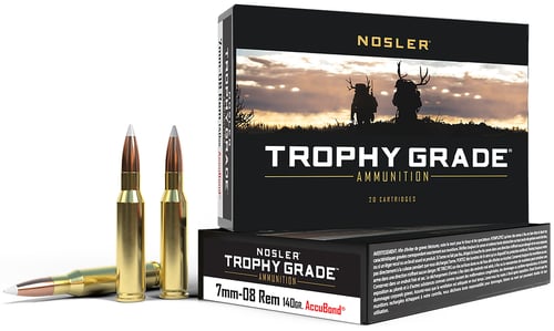 Nosler Trophy Grade Rifle Ammunition 7mm-08 Rem 140 gr AB 2825 fps - 20/box