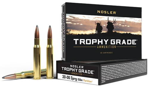 Nosler 60055 Trophy Grade  30-06 Springfield 150 gr Nosler Spitzer Partition 20 Per Box/ 10 Case