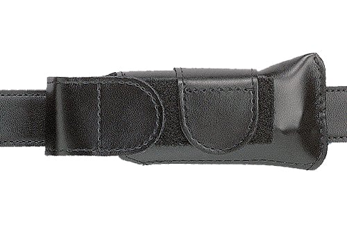 Safariland 1233832 Horizontal Mag Pouch  Single Black Leather Hook & Loop Compatible With Glock 20/21