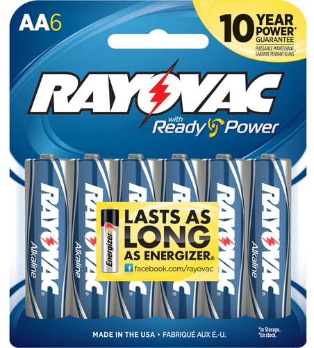 Rayovac 8156F AA HIGH ENERGY Alkaline Batteries  Silver/Blue 1.5 Volts 2,700 mAh (6) Single Pack