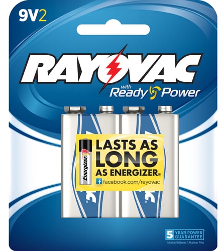 Rayovac A16042J 9V HIGH  ENERGY Alkaline Batteries  Silver/Blue 9 Volts 565 mAh (2) Single Pack