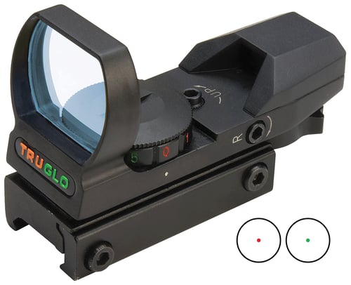 TruGlo TG-8360B Open Dot Sight  Black Anodized 1x 34mm 5 MOA Dual Illuminated (Green/Red) Multi Reticle