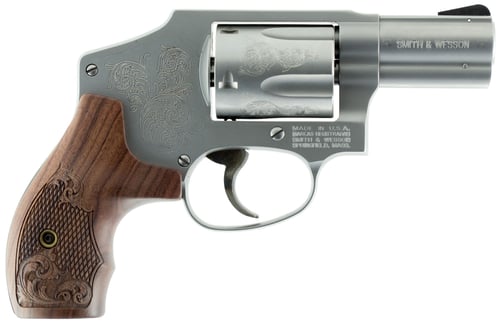 SW 640 357MAG 2 1/8 SS ENGRAVED WOOD GRIP 5RD