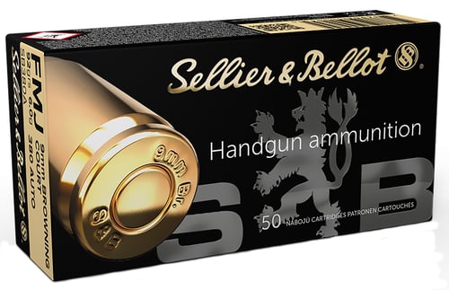 Sellier & Bellot SB380A Handgun  380 ACP 92 gr Full Metal Jacket 50 Per Box/ 20 Case