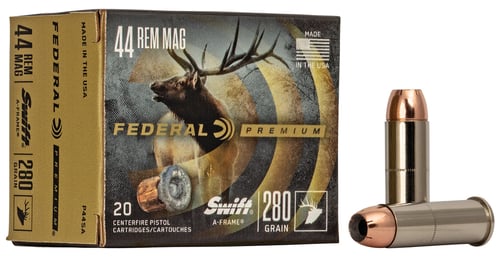 Federal P44SA Premium  44 Rem Mag 280 gr Swift A Frame 20 Per Box/ 10 Case