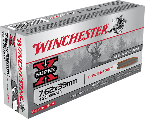 Winchester X76239 Super-X Rifle Ammo 7.62X39 RUS, Power-Point, 123