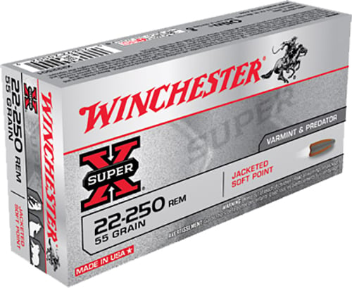 Winchester Ammo X222501 Super X  22-250 Rem 55 gr Jacketed Soft Point 20 Per Box/ 10 Case