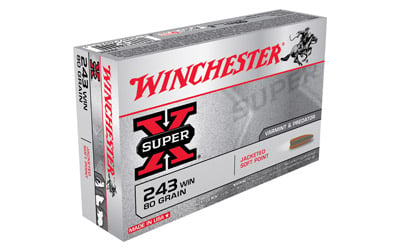 Winchester Ammo X2431 Super X  243 Win 80 gr Jacketed Soft Point 20 Per Box/ 10 Case