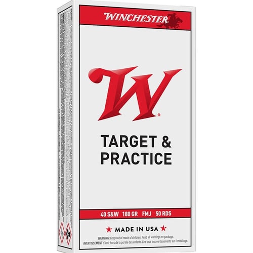 WINCHESTER USA 40 SW 180GR FMJ TRUNCATED CONE 50RD 10BX/CS