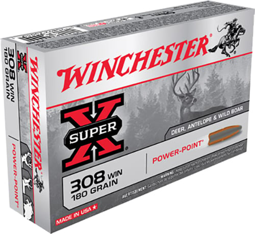 Winchester X3086 Super-X Rifle Ammo 308 , Power-Point, 180 Grains, 2620