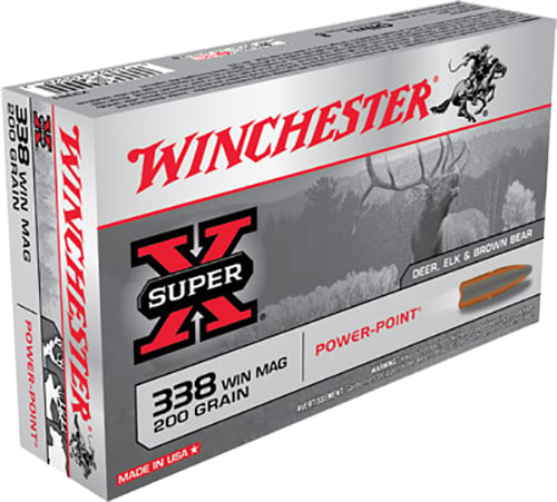 Winchester X3381 Super-X Rifle Ammo 338 , Power-Point, 200 Grains, 2960