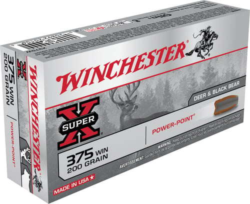 Winchester X375W Super-X Rifle Ammo 375 , Power-Point, 200 Grains, 2200