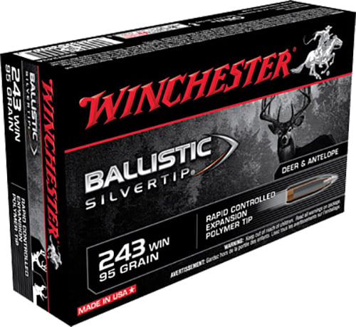Winchester Ammo SBST243A Ballistic Silvertip  243 Win 95 gr Rapid Controlled Expansion Polymer Tip 20 Per Box/ 10 Case