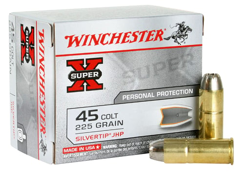 Winchester X45CSHP2 Super-X Pistol Ammo 45 LC, Silvertip HP, 225 Gr