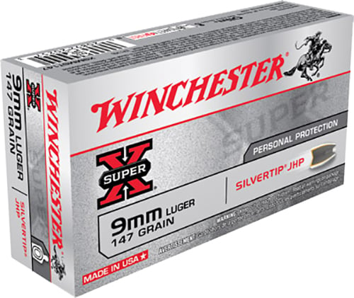 Winchester Ammo X9MMST147 Super-X 9mm Luger 147 GR Silvertip HP 50 Bx/ 10 Cs