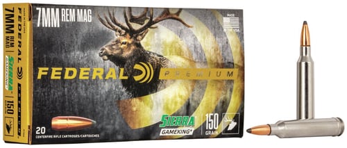 Federal P7RD Premium  7mm Rem Mag 150 gr Sierra GameKing Boat-Tail Soft Point (BTSP) 20 Bx/ 10 Cs