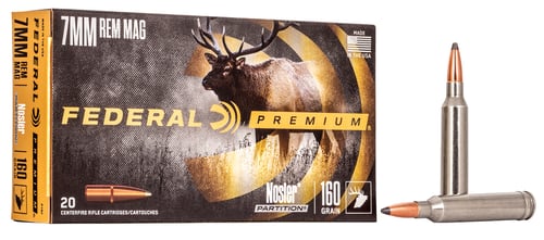 Federal P7RF Premium  7mm Rem Mag 160 gr Nosler Partition 20 Per Box/ 10 Case
