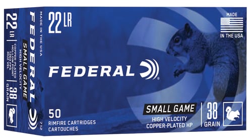 Federal 712 Small Game & Target High Velocity 22 LR 38 gr Copper Plated Hollow Point 50 Per Box/ 100 Case